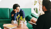 A client faces his therapist, hunched over with his had on his head, in distress. Learn about exposure therapy, who may be a good candidate for it, and how to administer it. Be able to answer What is exposure therapy?