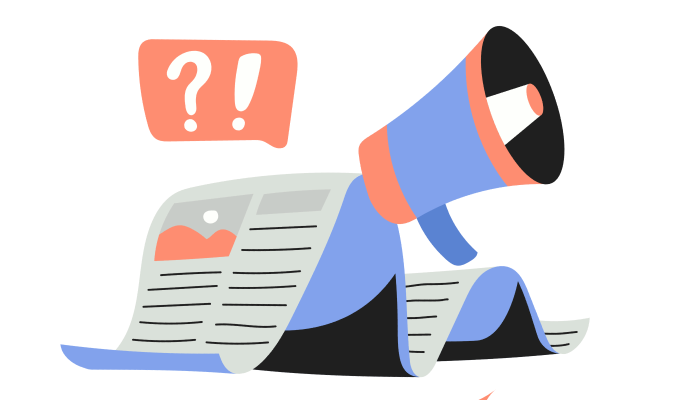 An illustration depicting a bullhorn and a magazine ad as potential ideas explored in these common myths about marketing a private practice