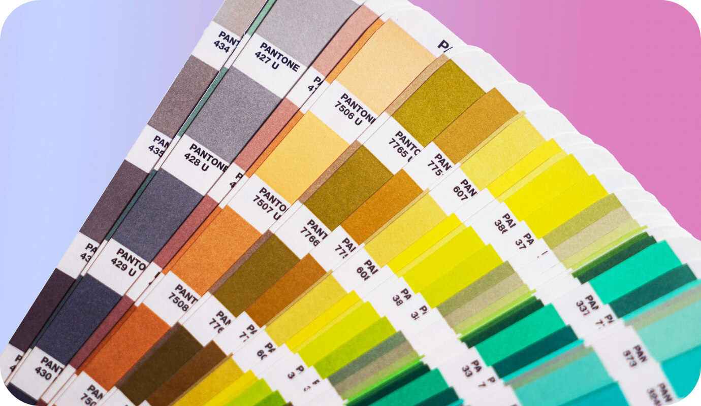 Stripes of multi-colored Pantone color palettes to show the best color schemes for therapist websites